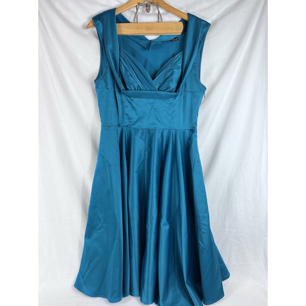 Trashy Diva Candice Gwinn Honey Dress Dragonfly Teal Blue Rockabilly Pinup 16 - Picture 2 of 5